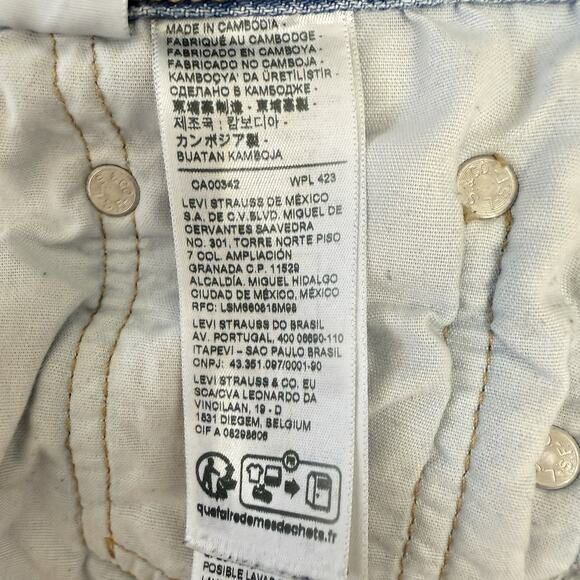 Levis 501 Shorts Womens 26 Blue Distressed High Rise Button Fly Denim Cut Off - Picture 10 of 13